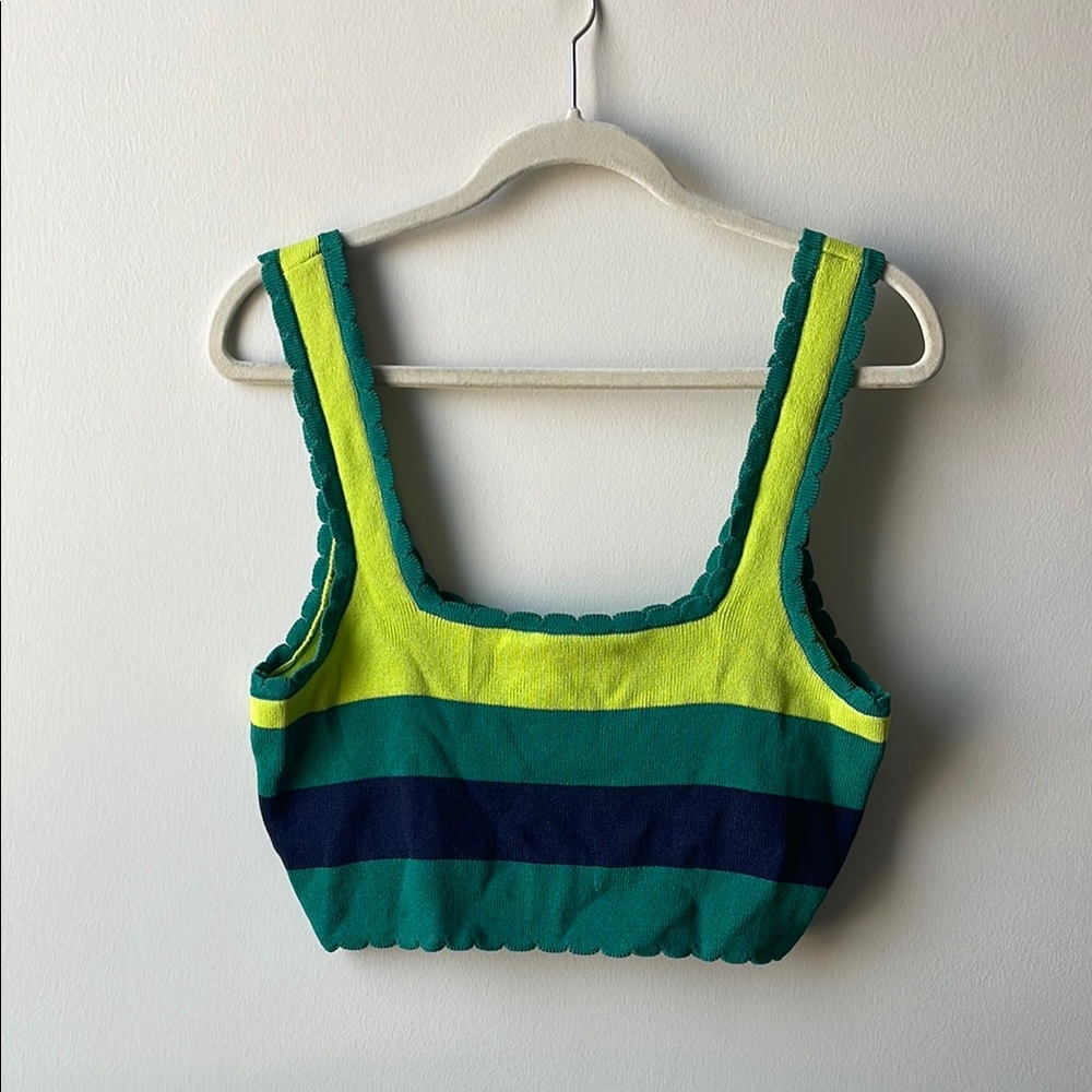 Anthropologie Striped Green and Blue Crop Top